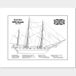 Charles Darwin HMS Beagle Tall Ship - BDL Posters and Art